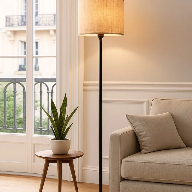 Rustic Wooden Base Floor Lamp