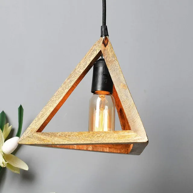 Wooden Triangle Hanging Light
