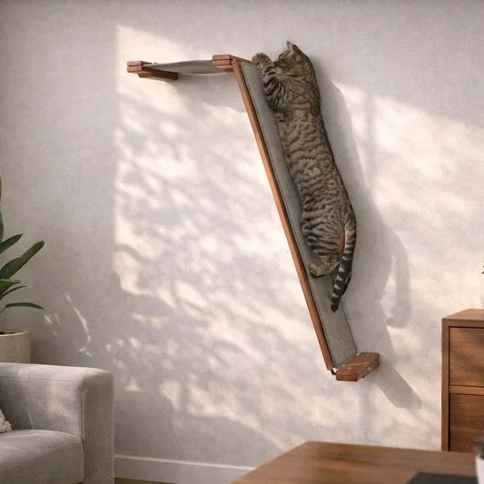 Angled Cat Scratcher Lounge - Wall-Mounted