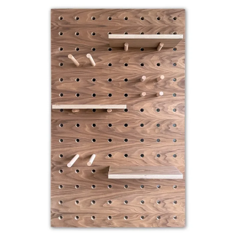 Walnut veneer pegboard