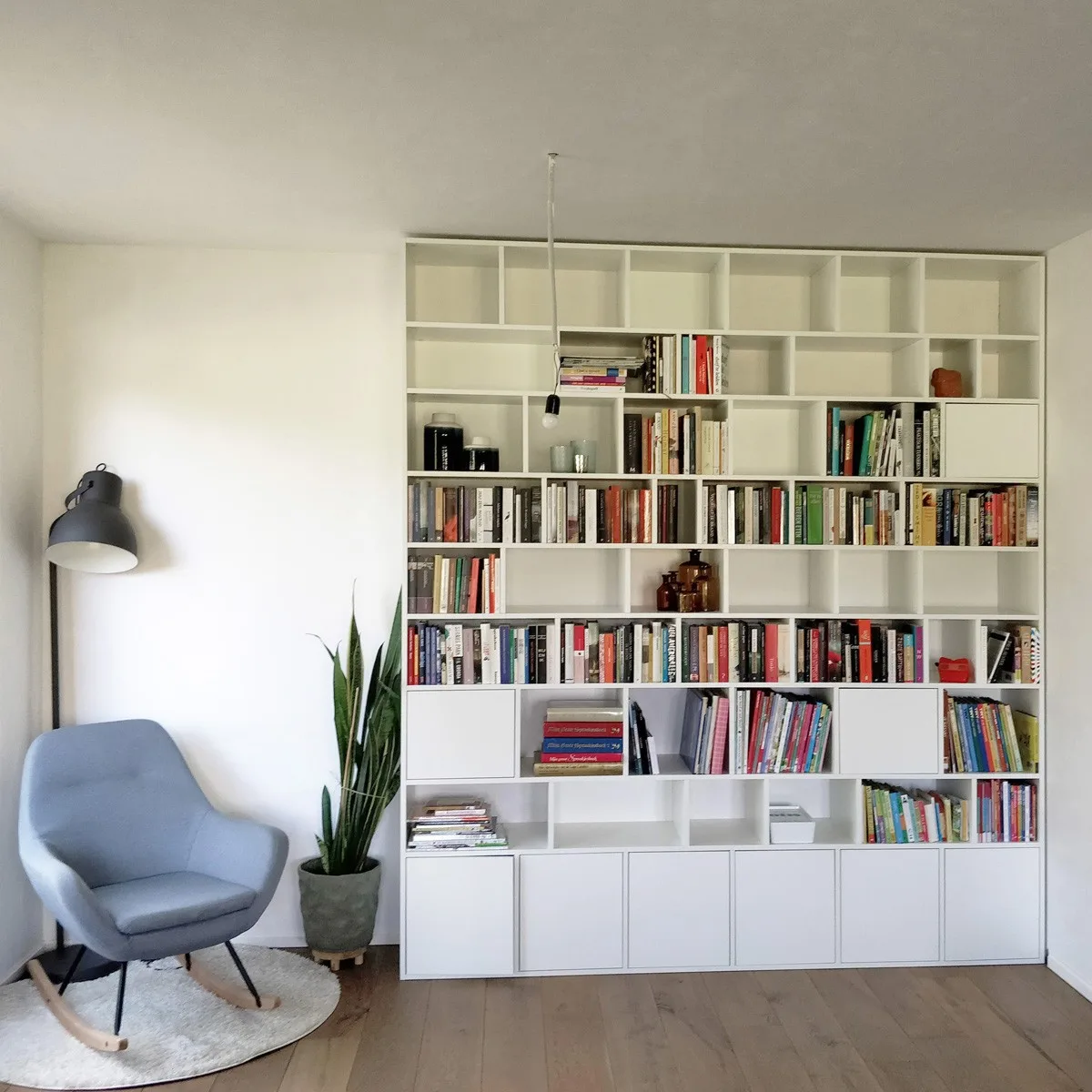 Book wall, white melamine