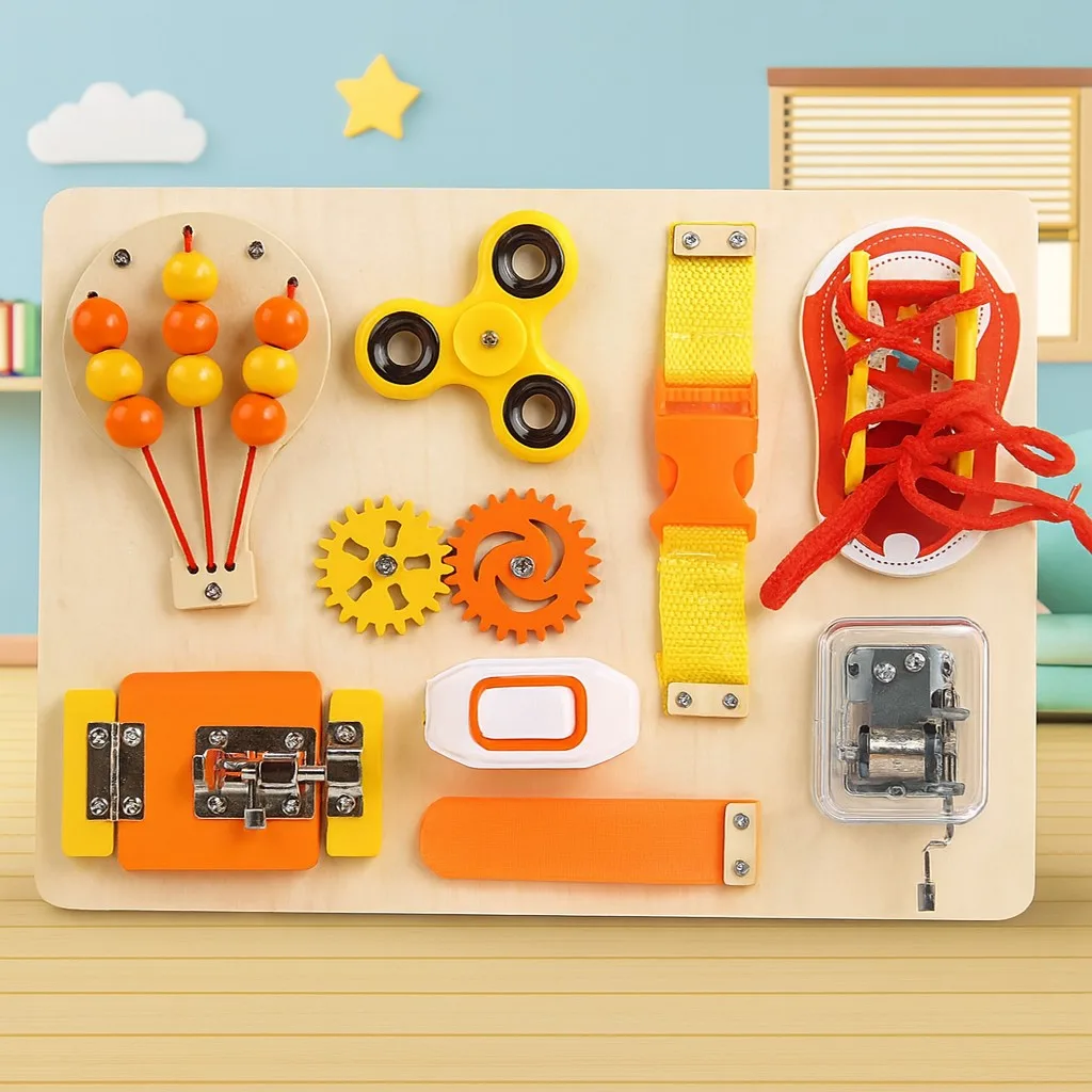 Wooden 9 Function Sensory Activity Busy Board