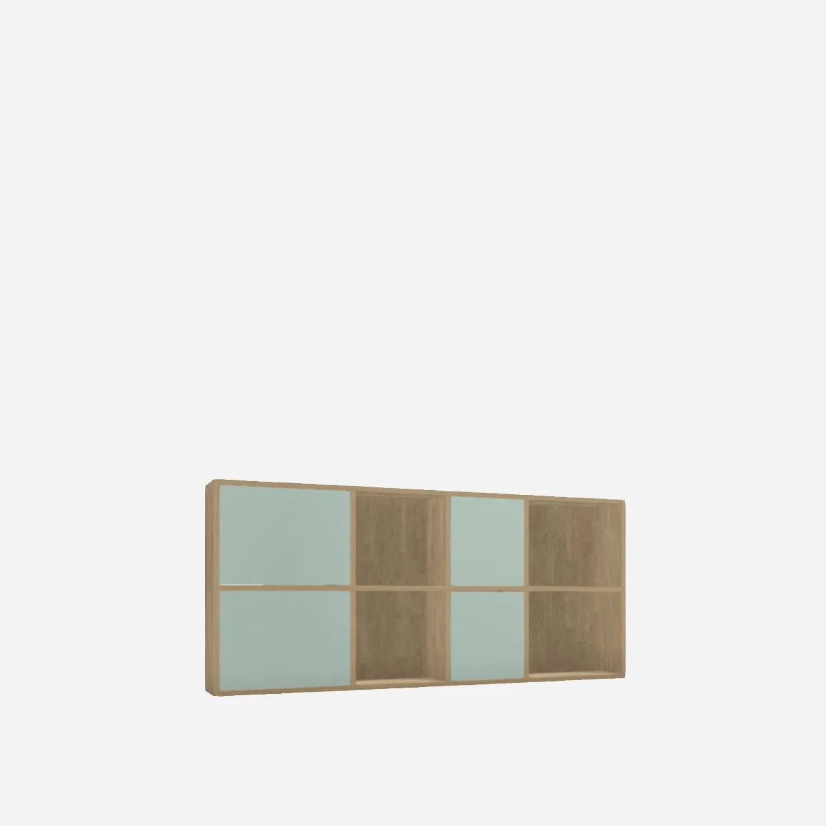 Record cabinet, solid oak, industrial green