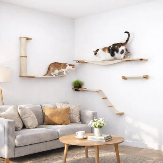 Multi-level cat tree with perch