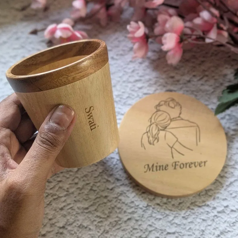 Wooden Tea Cups & Coasters With Name Engraved