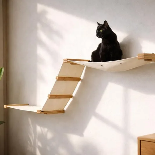 Wide wall-mounted cat hammock