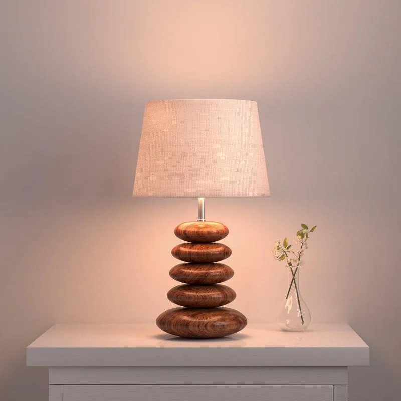 Mango Wood Pebble Design Table Lamp